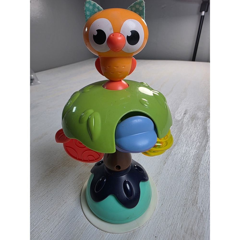 Kids Multi-Sensory Activity Tree Suction Cup High Chair Toy Owl Rattle Spinner